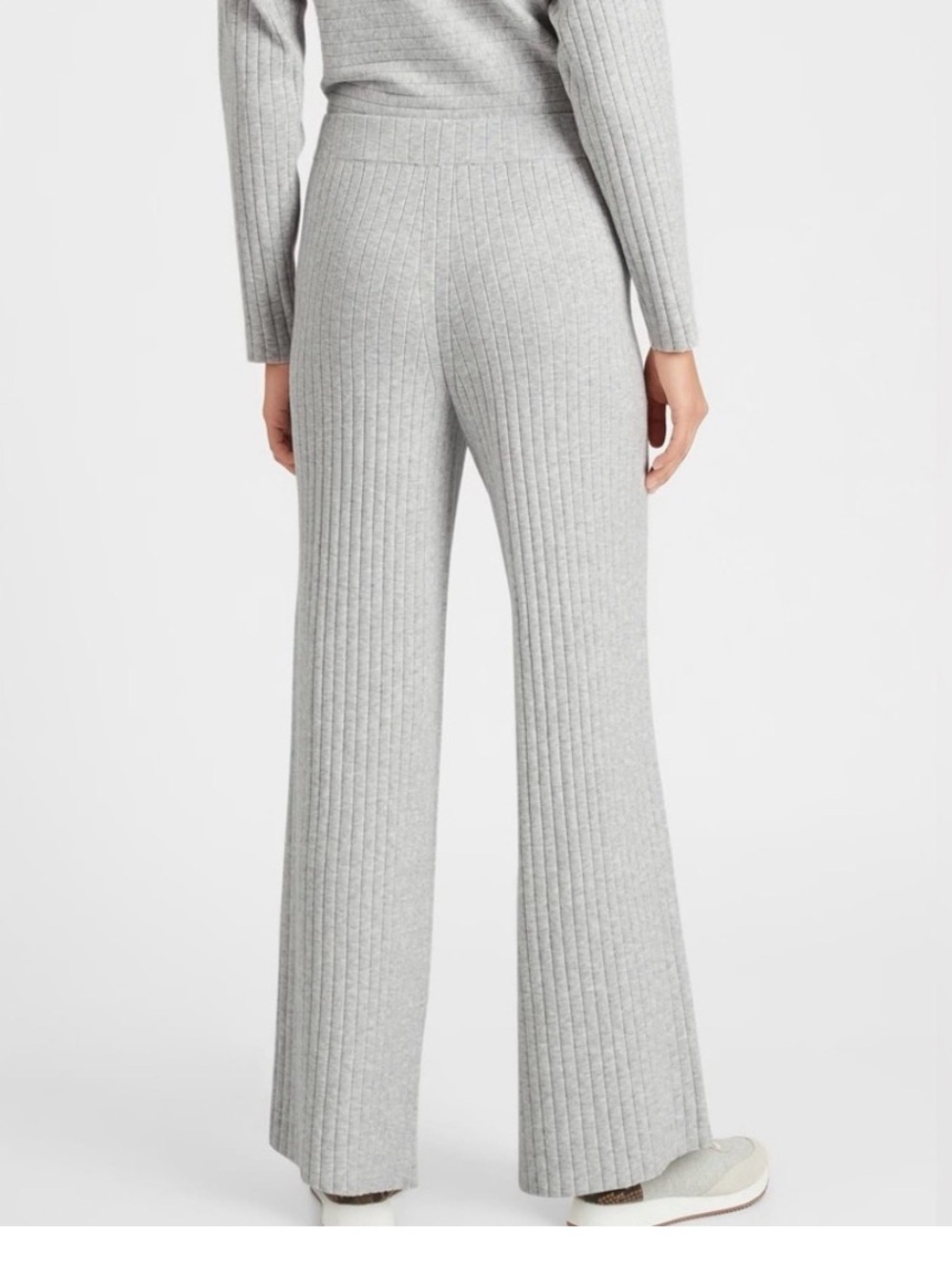 Sincerely Jules Ribbed Wide-Leg Knit Pants - Light Gray